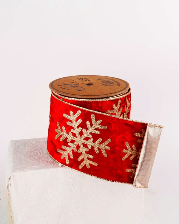 RED VELVET RIBBON WITH METALLIC GOLD FABRIC