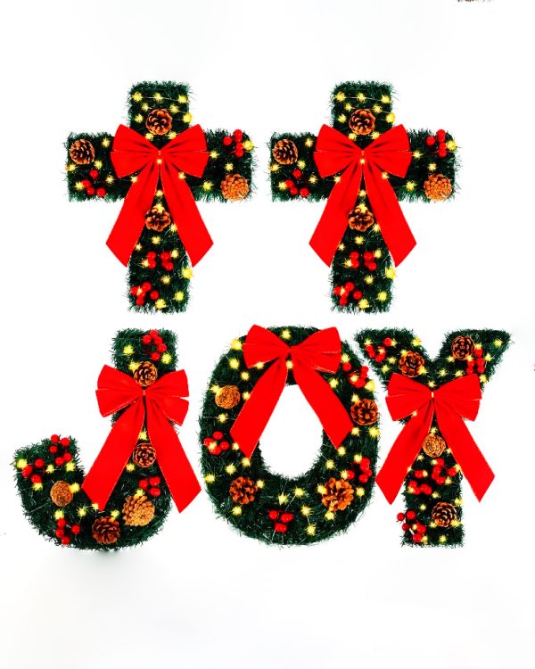 TWO CROSS  AND JOY CHRISTMAS WREATHS