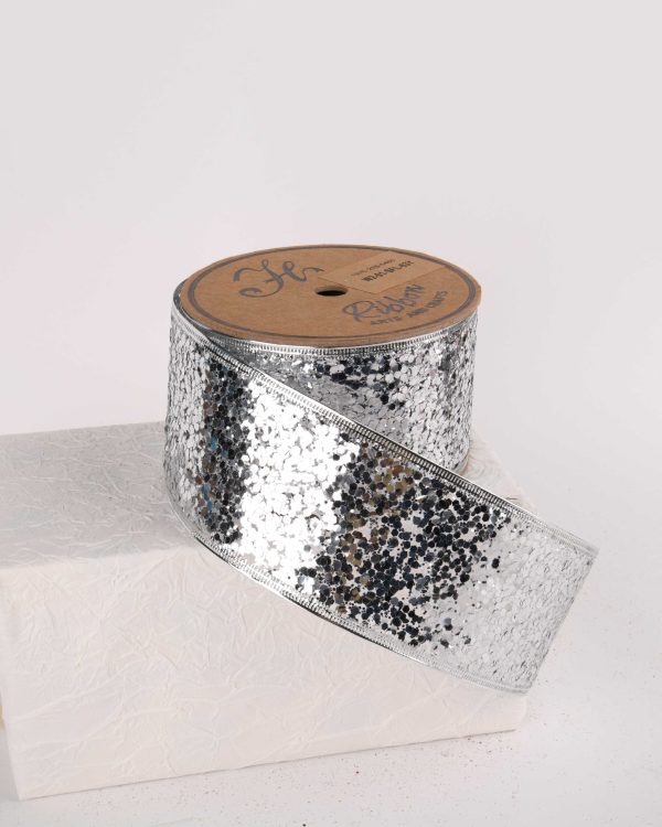 SILVER WIRED EDGE RIBBON