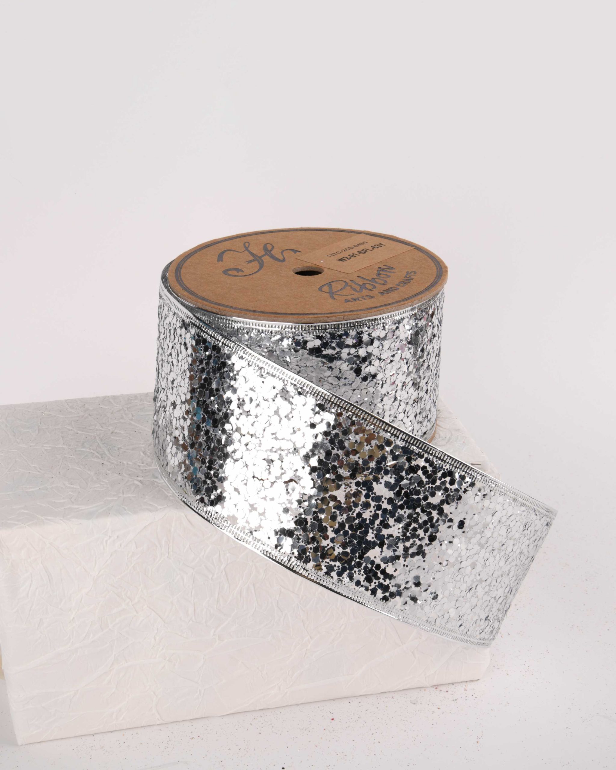 SILVER WIRED EDGE RIBBON