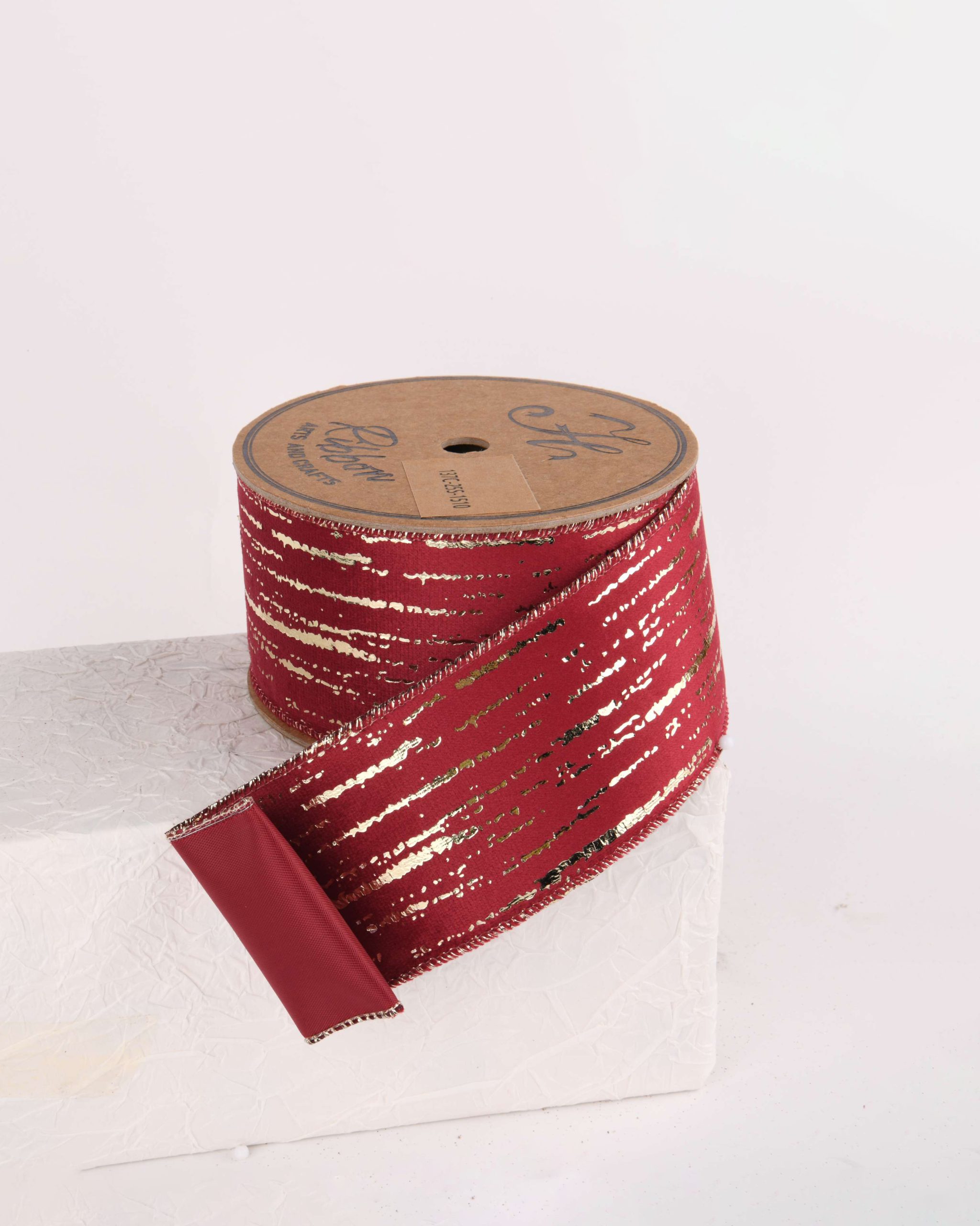 GOLD STAMPING RED VELVET RIBBON